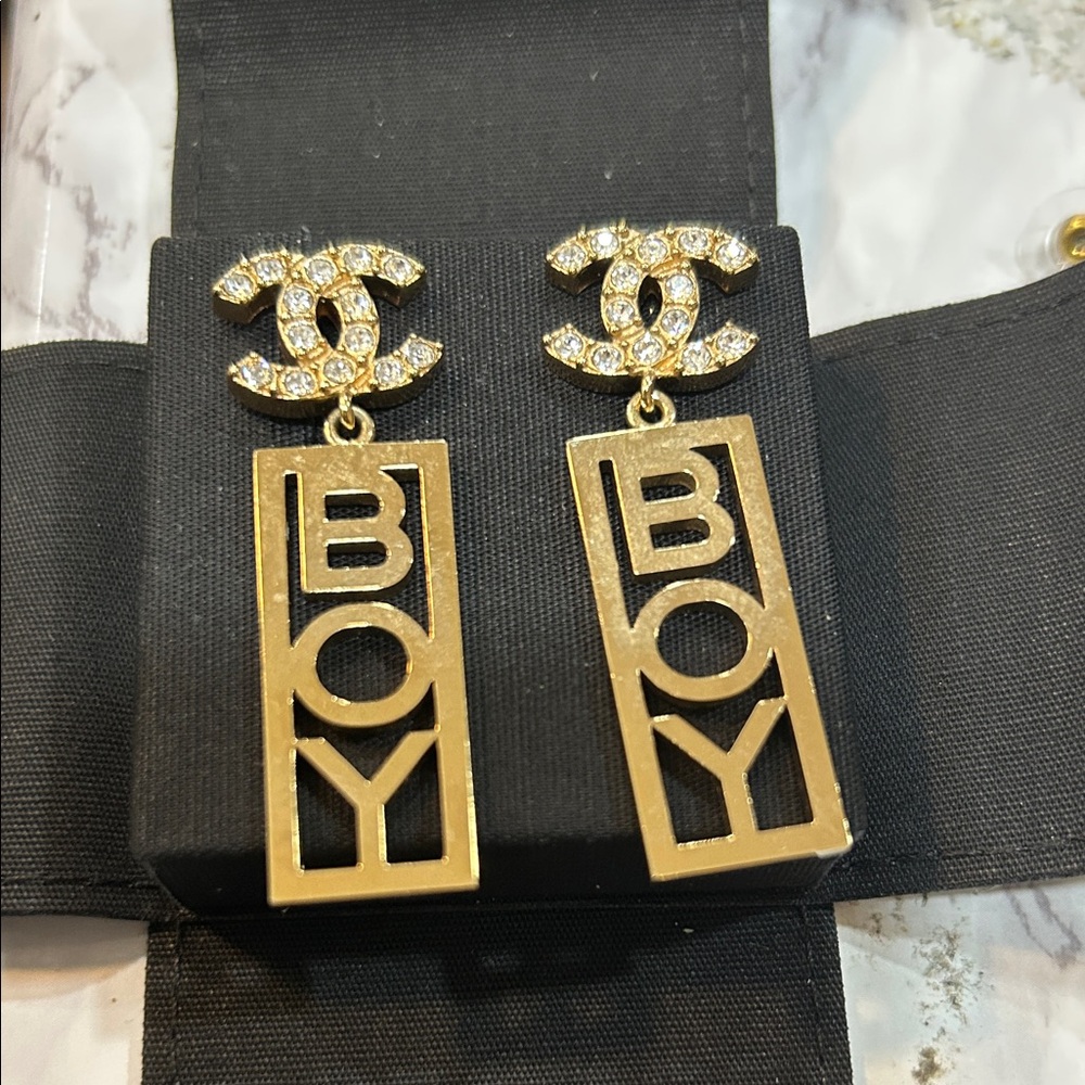 CHANEL Gold and Silver BOY Earrings